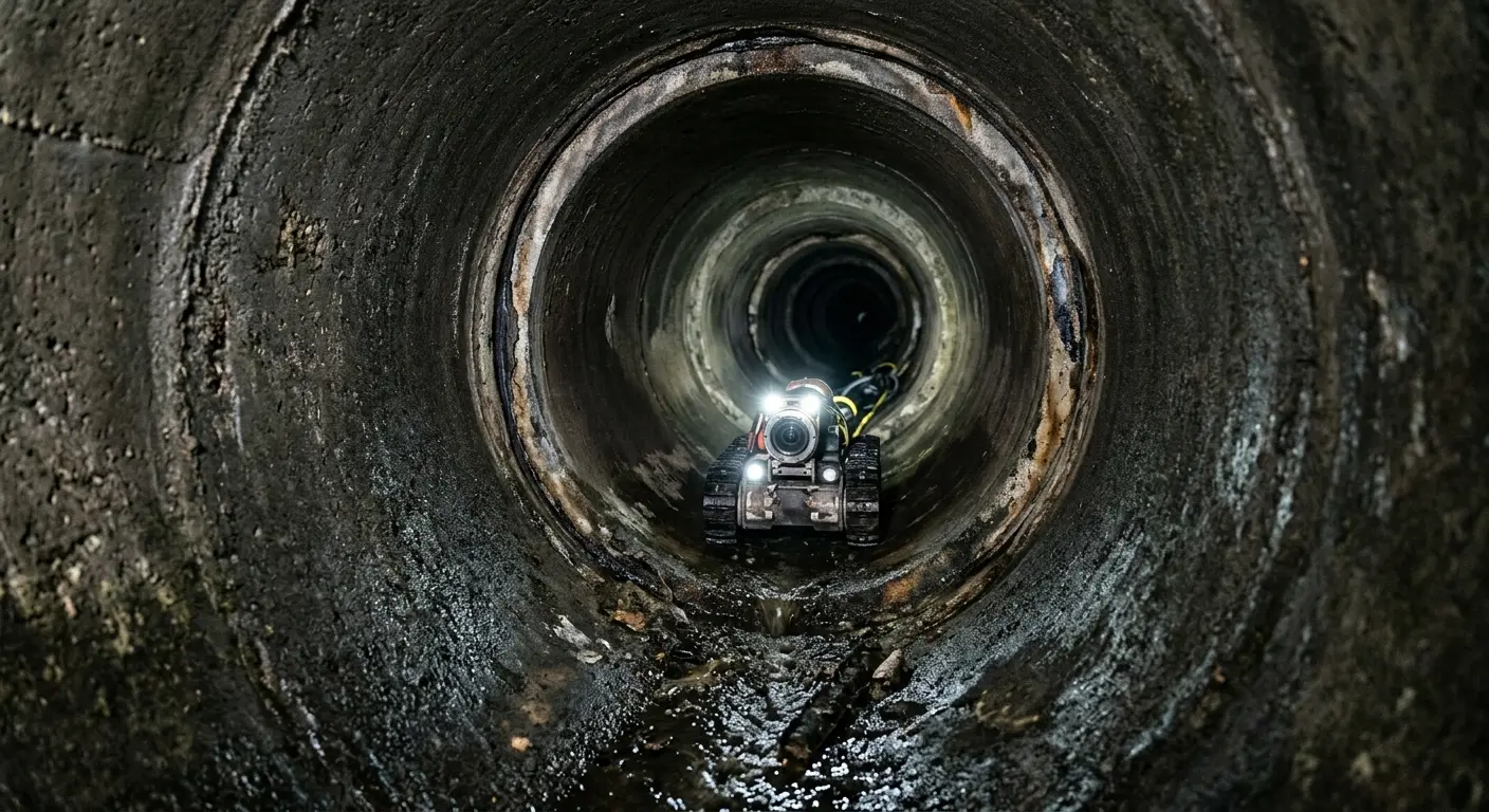 Robotic sewer camera inspecting pipe interior for Sewer Line Repair in Storm Lake